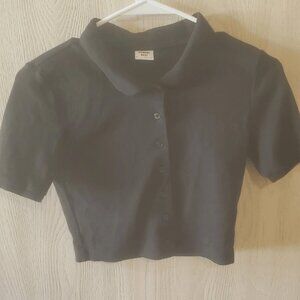 Sunday Best Midriff Short Sleeve Top Black Size S